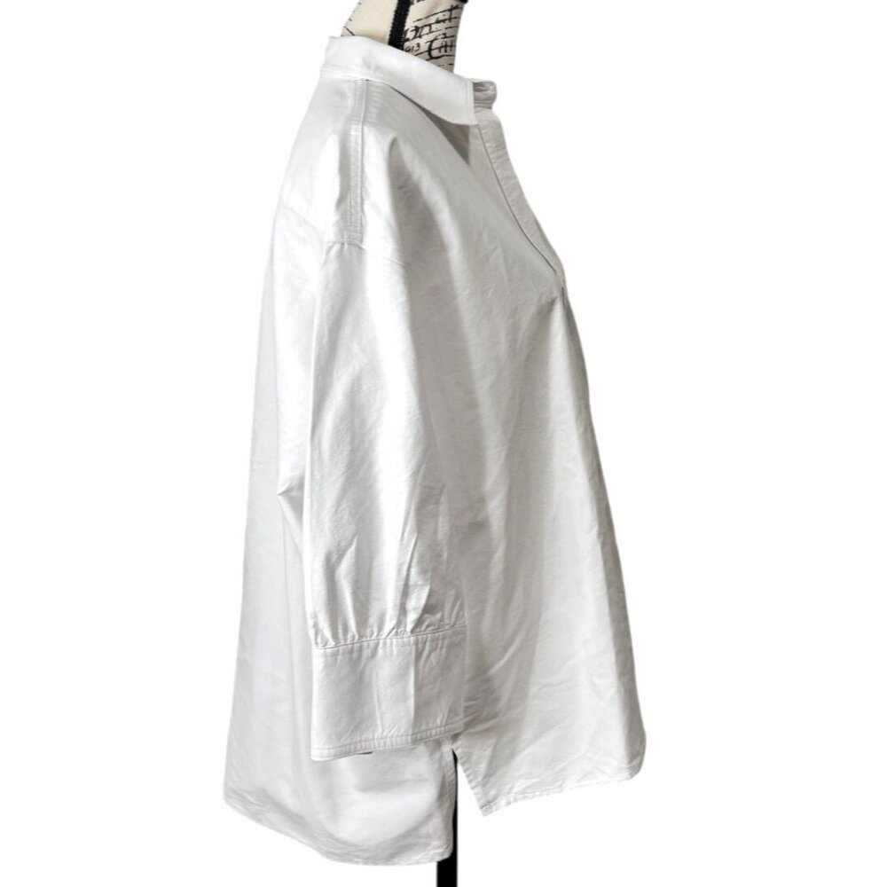 Tuckernuck Pomander Place Womens Button-Up Top 3/4 Sleeve White Shirt Size L - Picture 2 of 9
